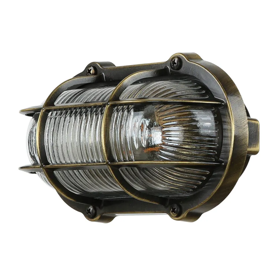 Antike Außenlampe Wand Echt-Messing SKIATHOS