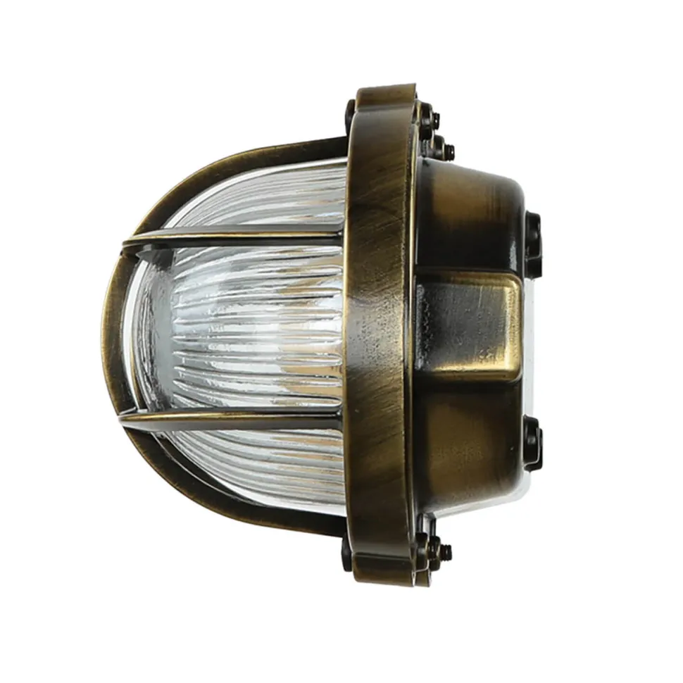 Antike Außenlampe Wand Echt-Messing SKIATHOS