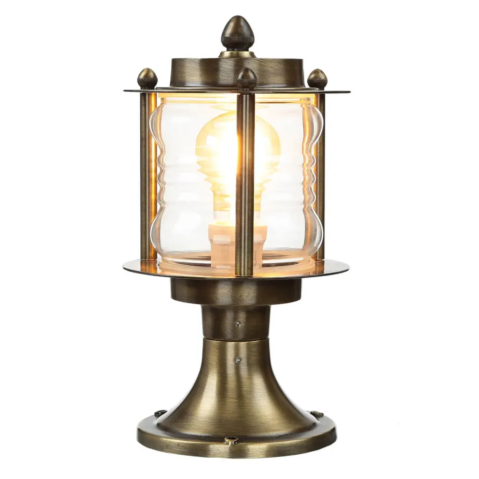 Antike Außenleuchte Sockellampe MYKO Echt-Messing