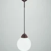 Antike Hängelampe blendarm Messing Glaskugel E27 Ø20 cm
