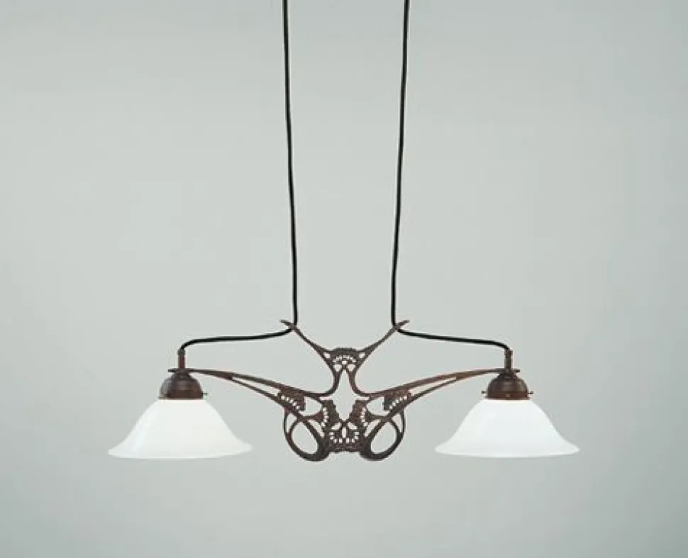 Antike Hängelampe Messing Glas E27 73 cm blendarm