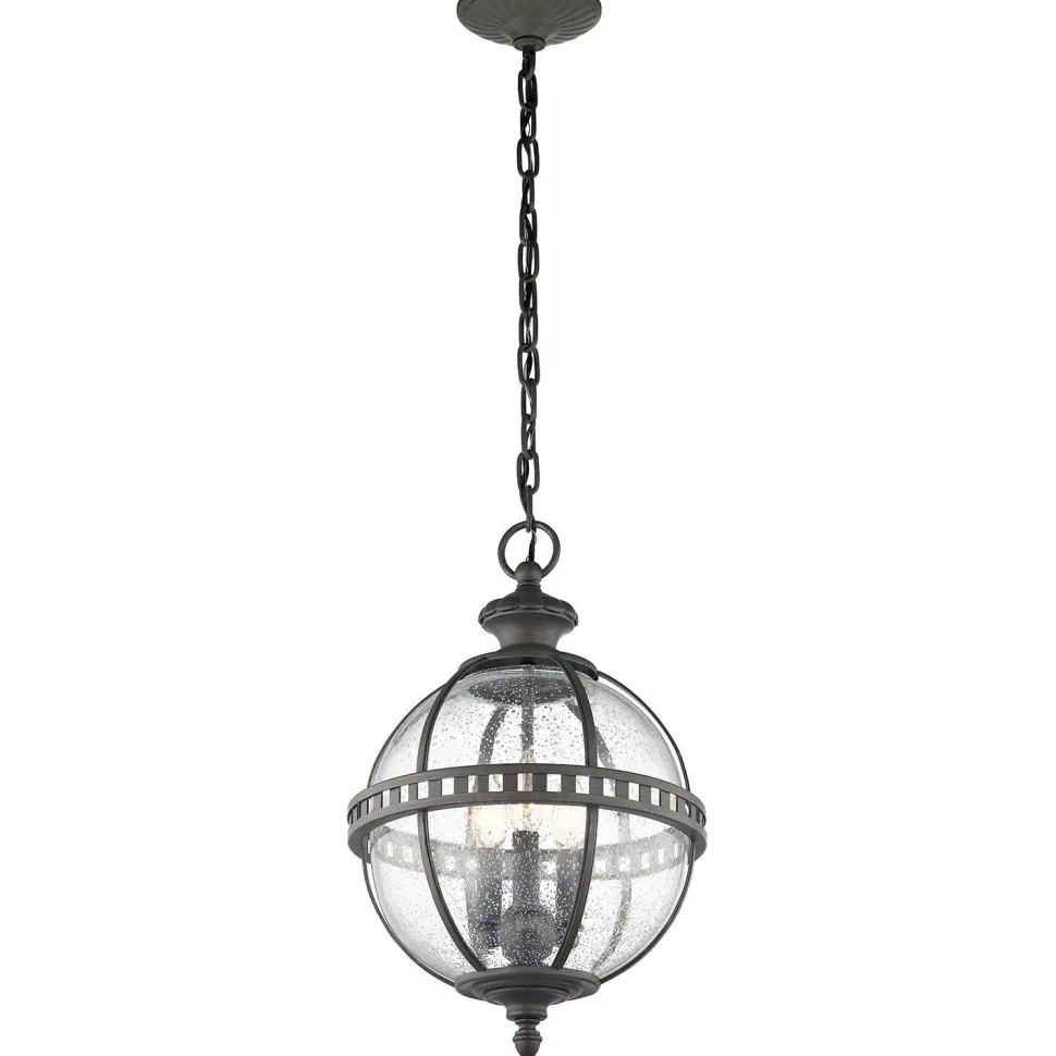 Antike Pendelleuchte Kugel Schirm Regenglas außen