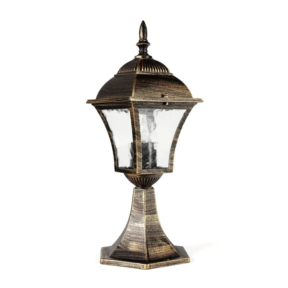 Antike Sockellampe Außen TOSCANA E27 Gold IP43