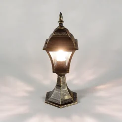 Antike Sockellampe Außen TOSCANA E27 Gold IP43