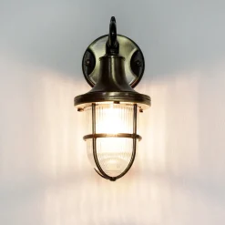 Antike Wandlampe Echt Messing für Außen SANTORIN