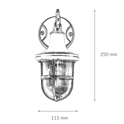 Antike Wandlampe Echt Messing für Außen SANTORIN