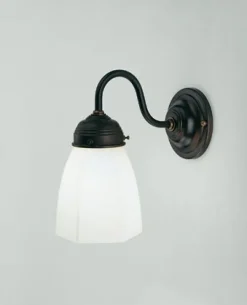 Antike Wandlampe Messing Glas E27 T:21 cm Jugendstil