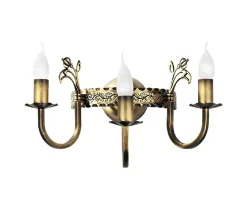 Antike Wandleuchte Metall in Messing E14 3-flmg Rustikal