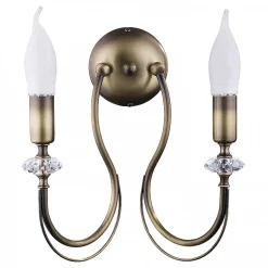 Antike Wandleuchte Metall in Messing B:26 cm 2-flammig