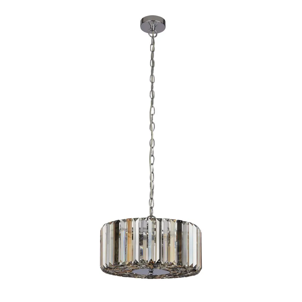 Art Déco Pendelleuchte rund Ø 35 cm Kristall Rauchglas