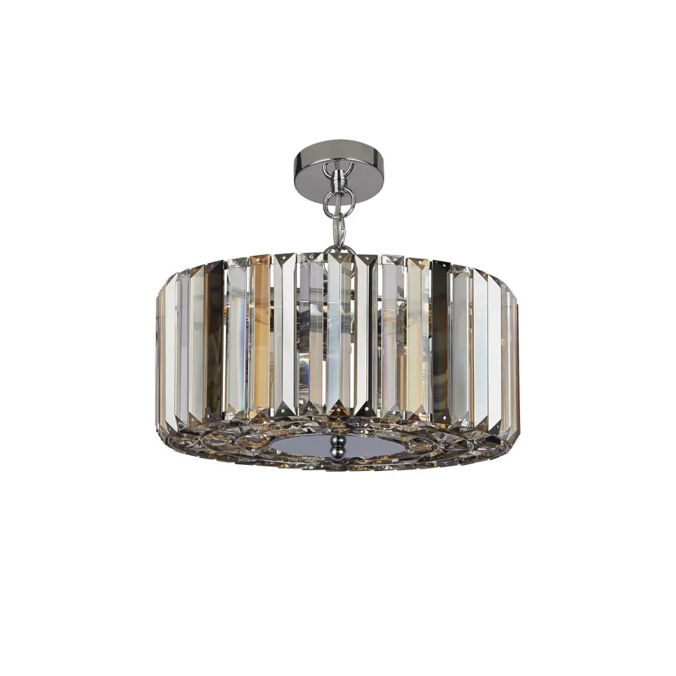 Art Déco Pendelleuchte rund Ø 35 cm Kristall Rauchglas