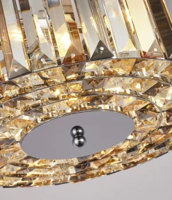 Art Déco Pendelleuchte rund Ø 35 cm Kristall Rauchglas