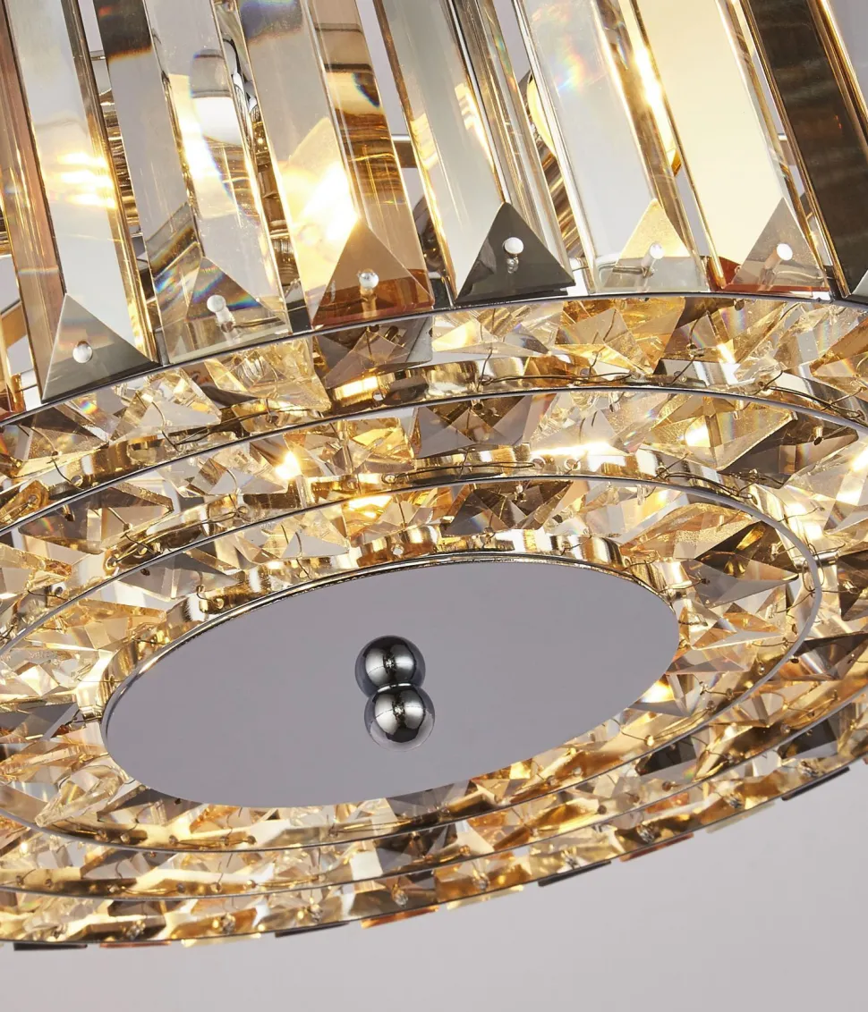 Art Déco Pendelleuchte rund Ø 35 cm Kristall Rauchglas