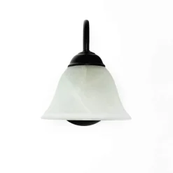 ATHEN Wandlampe Landhaus Schwarz Alabaster Glas