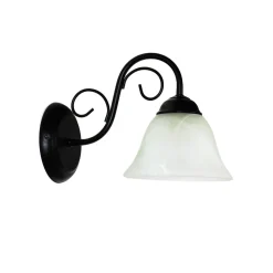 ATHEN Wandlampe Landhaus Schwarz Alabaster Glas
