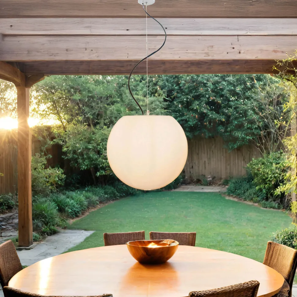 Außen Hängeleuchte Weiß rund Ø45cm