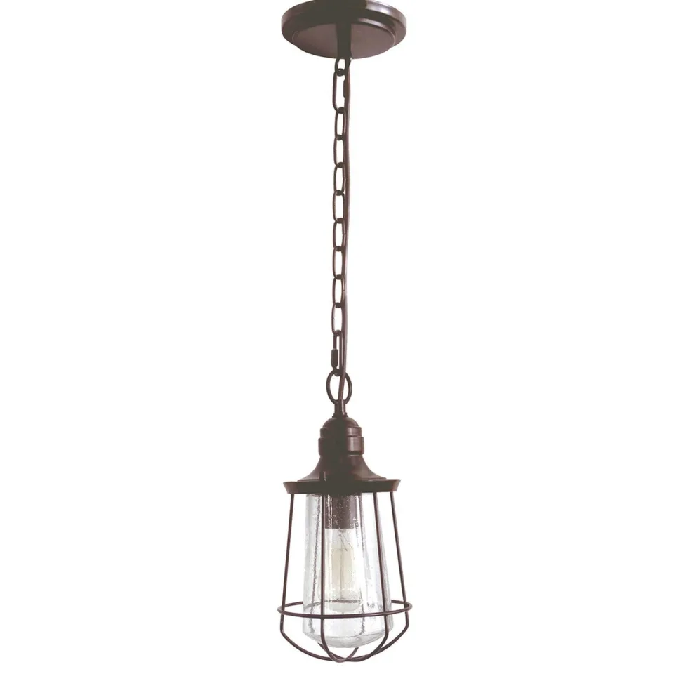 Außen Pendelleuchte in Bronze Glas Metall Ø15cm