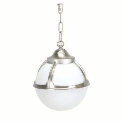 Außen Pendelleuchte Kugel Messing in Nickel Weiß