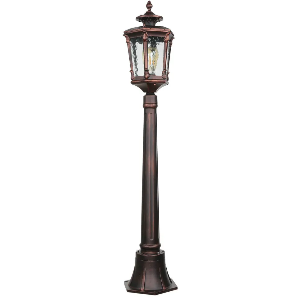 Außen Stehlampe Bronze Antik Ornament Glas E27 AMUR