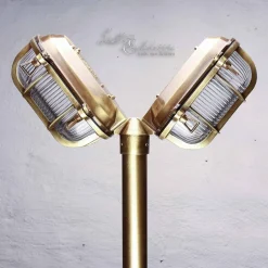 Außen Stehleuchte Antik 2-flmg aus Echt-Messing