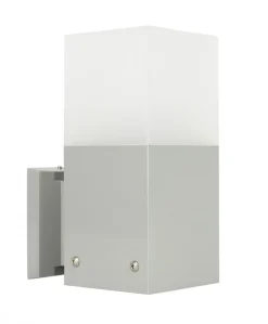 Außen Wandlampe eckig in Silber IP44 E27 AWERNE