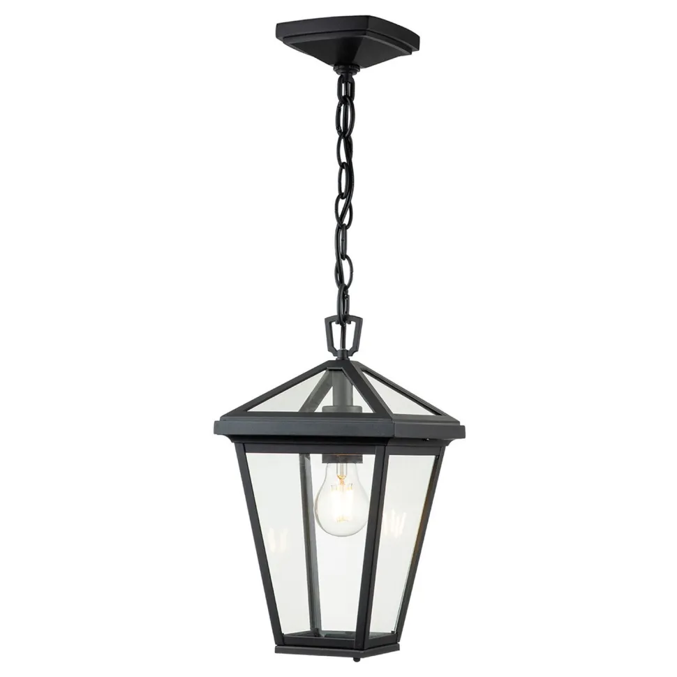 Außenlampe E27 IP44 B: 20,3 cm Schwarz hängend