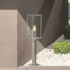 Außenlampe Garten 50 cm IP44 in Silber eckig E27