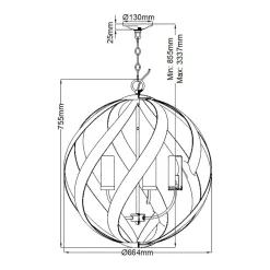 Außenlampe hängend Ø 66 cm groß höhenverstellbar IP44 E14