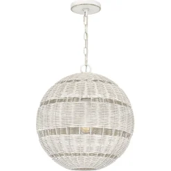 Außenlampe hängend Korbschirm E27 IP44 Ø 40,5 cm Weiß Antik