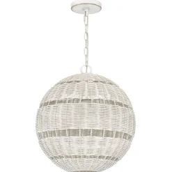 Außenlampe hängend Korbschirm E27 IP44 Ø 40,5 cm Weiß Antik