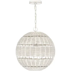 Außenlampe hängend Korbschirm E27 IP44 Ø 40,5 cm Weiß Antik