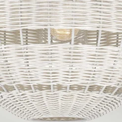 Außenlampe hängend Korbschirm E27 IP44 Ø 40,5 cm Weiß Antik