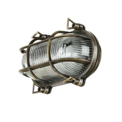 Außenlampe Messing Riffelglas E27 IP64 Maritim SKIATHOS