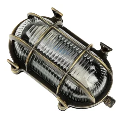 Außenlampe Messing Riffelglas E27 IP64 Maritim SKIATHOS