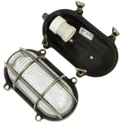 Außenlampe Messing Riffelglas E27 IP64 Maritim SKIATHOS