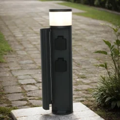 Außenlampe mit Steckdose Anthrazit 46,5cm blendarm