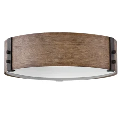 Außenlampe rund D: 38,1 cm IP44 E14 in Holz Optik blendarm