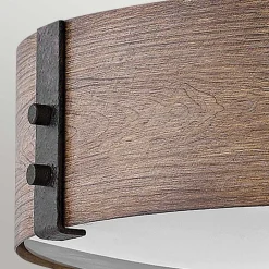 Außenlampe rund D: 38,1 cm IP44 E14 in Holz Optik blendarm