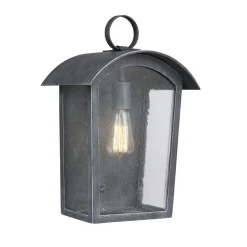 Außenlampe Schwarz antik Regenglas E27 IP44 Rustikal