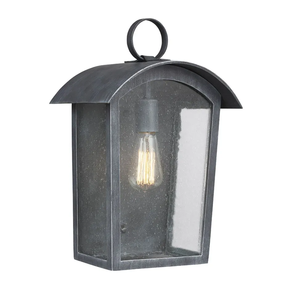 Außenlampe Schwarz antik Regenglas E27 IP44 Rustikal