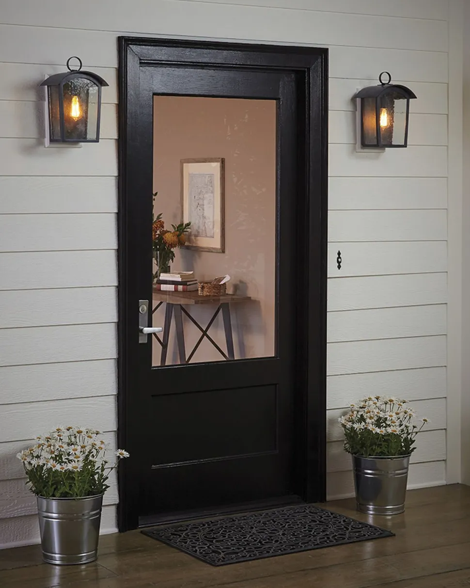 Außenlampe Schwarz antik Regenglas E27 IP44 Rustikal