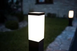 Außenlampe Schwarz Edelstahl 45cm IP44 eckig E27