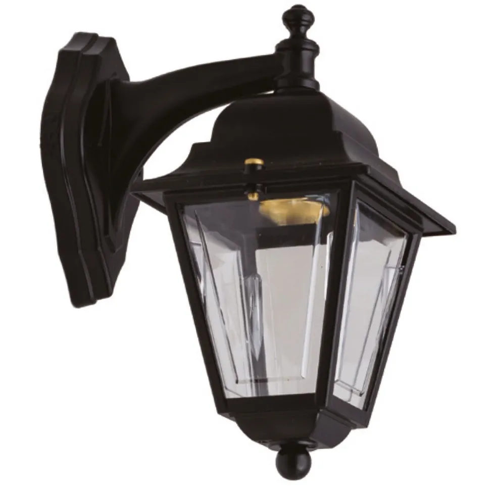 Außenlampe Schwarz Rustikal Echt-Messing 26 cm hoch IP43