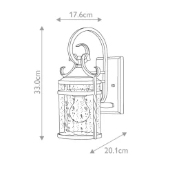 Außenlampe Vintage Aluminium Glas E27 IP44 33 cm hoch