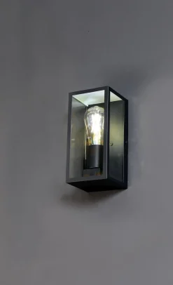 Außenlampe Vintage Aluminium Schwarz H:23,5 cm IP44 E27