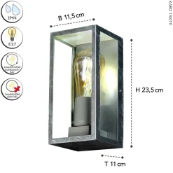 Außenlampe Vintage Aluminium in Zink B:11,5 cm IP44 E27