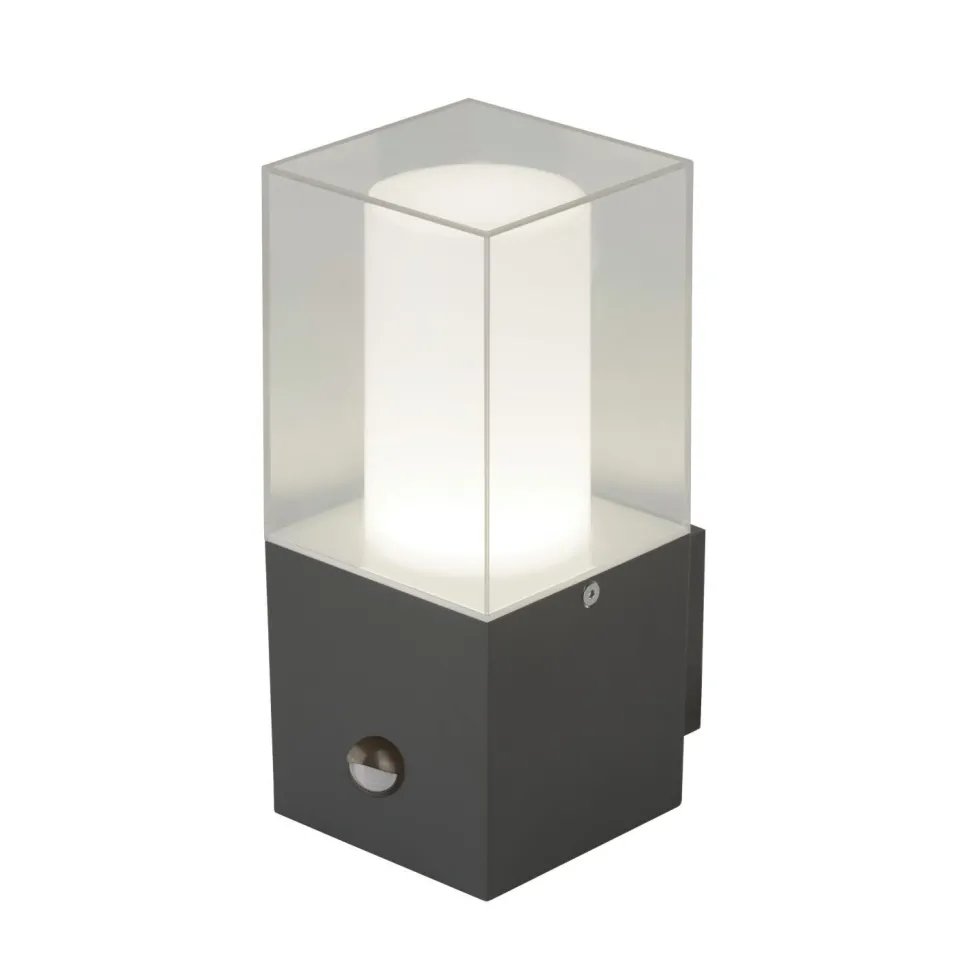 Außenlampe Wand Bewegungsmelder IP44 Grau Weiß eckig E27