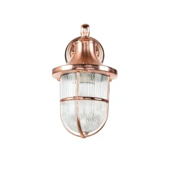 Außenlampe Wand E27 IP64 in Kupfer Glas Messing Maritim