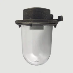 Außenlampe Wand Echt-Messing Glas H: 18 cm IP64 für E27