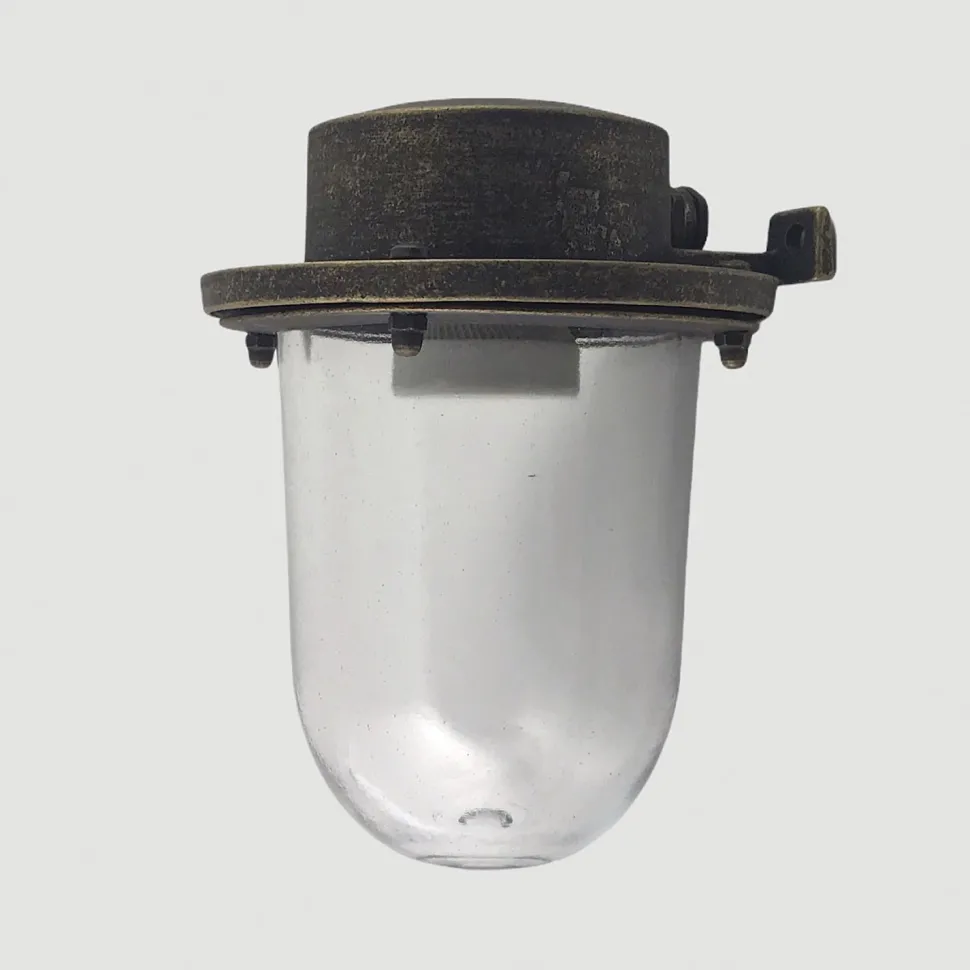 Außenlampe Wand Echt-Messing Glas H: 18 cm IP64 für E27